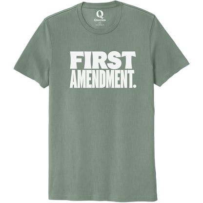 "First Amendment." Quorum Unisex 100% Organic Cotton Tee editorial print in Matcha Green