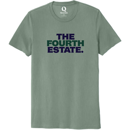 "The Fourth Estate." Quorum Unisex 100% Organic Cotton Tee front print in Matcha Green