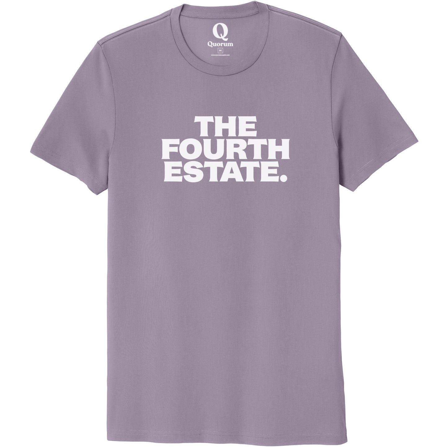 "The Fourth Estate." Quorum Unisex 100% Organic Cotton Tee editorial print in Cosmic Purple