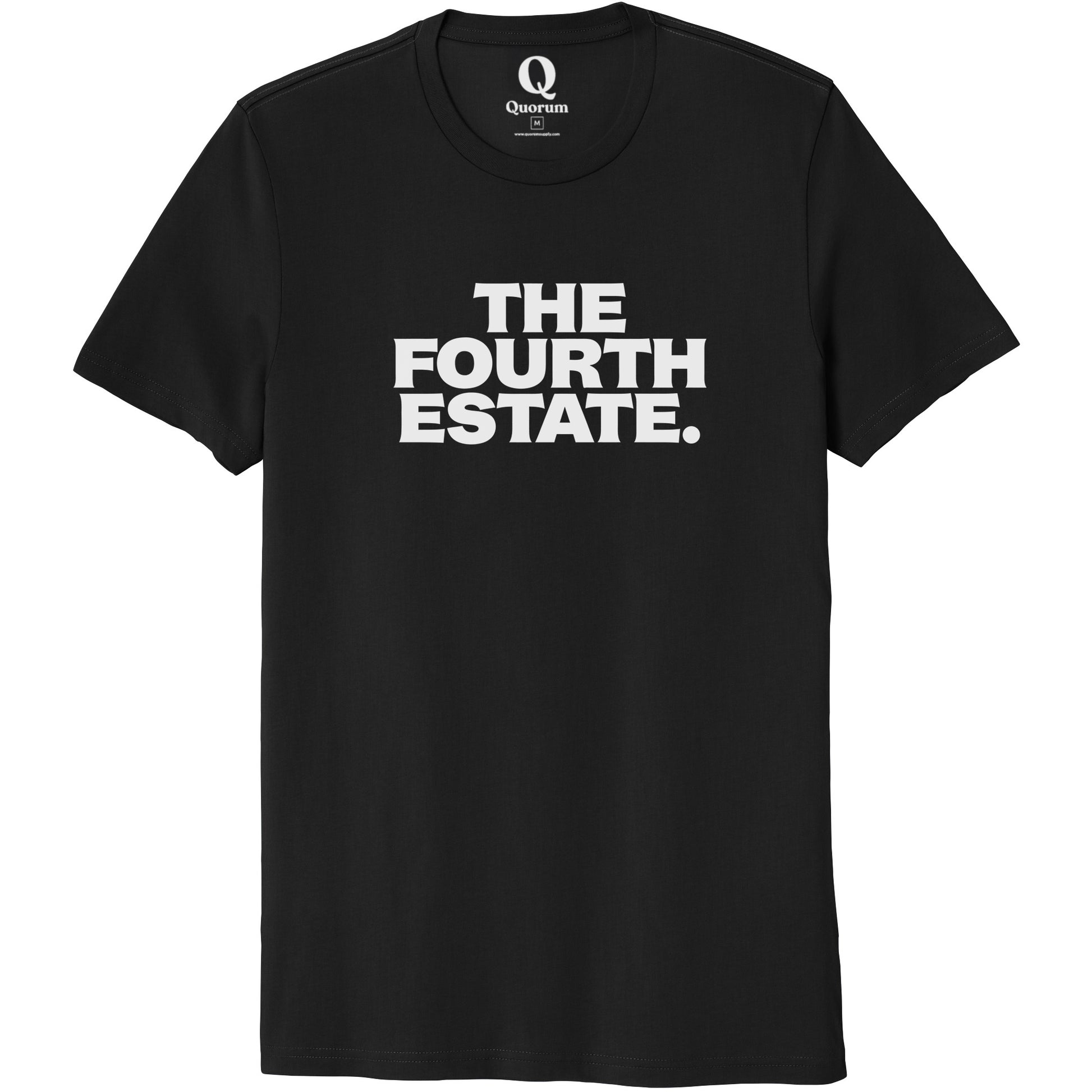 "The Fourth Estate." Quorum Unisex 100% Organic Cotton Tee editorial print in Deep Black