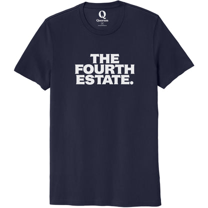 "The Fourth Estate." Quorum Unisex 100% Organic Cotton Tee editorial print in Night Sky Navy