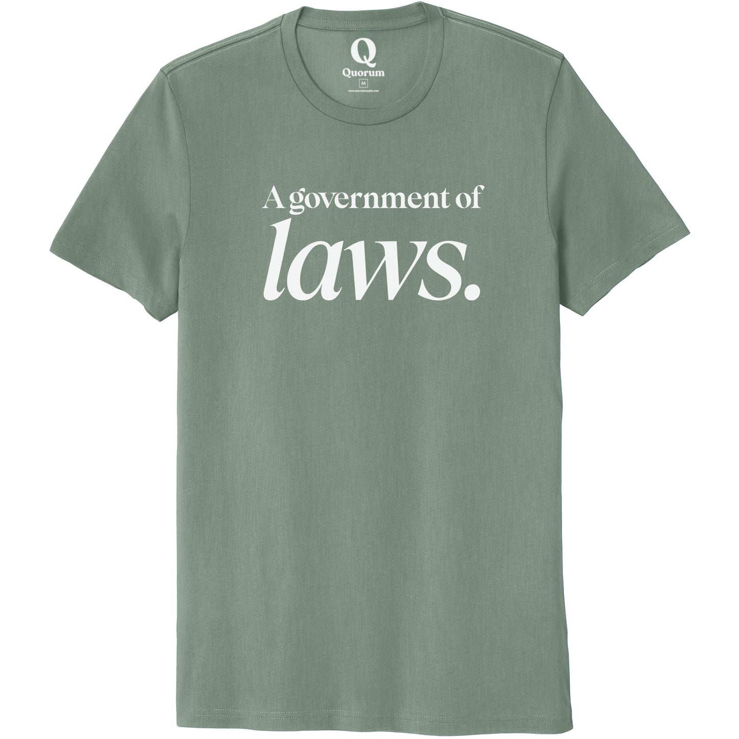 "A government of laws." Quorum Unisex 100% Organic Cotton Tee editorial print in Matcha Green