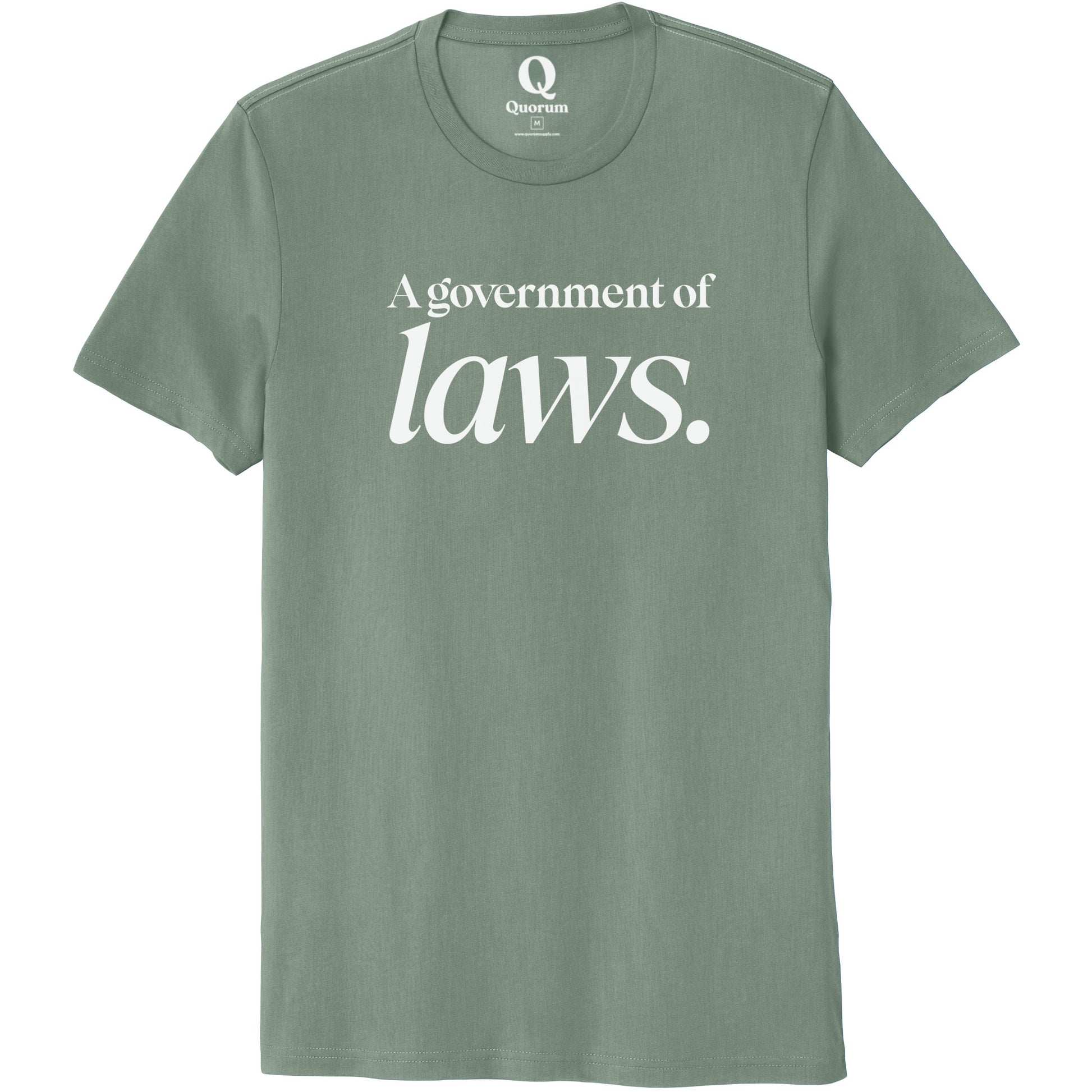 "A government of laws." Quorum Unisex 100% Organic Cotton Tee editorial print in Matcha Green