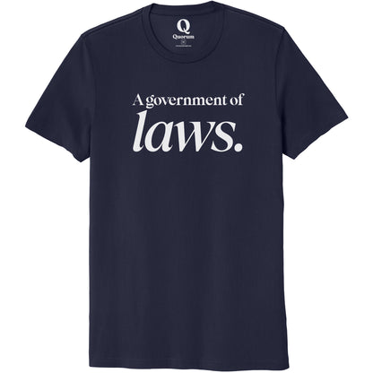 "A government of laws." Quorum Unisex 100% Organic Cotton Tee editorial print in Night Sky Navy
