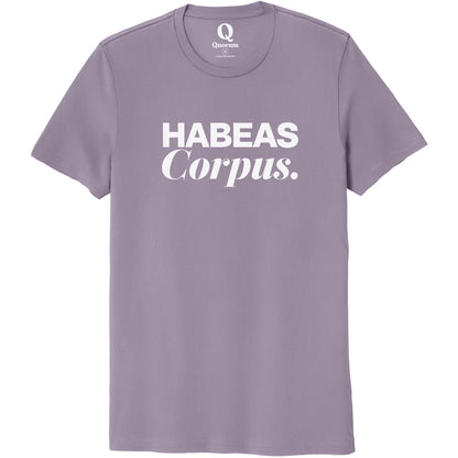 "Habeas Corpus." Quorum Unisex 100% Organic Cotton Tee editorial print in Cosmic Purple