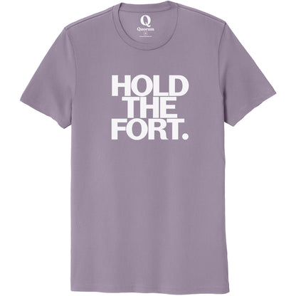 "Hold the Fort." Quorum Unisex 100% Organic Cotton Tee editorial print in Cosmic Purple