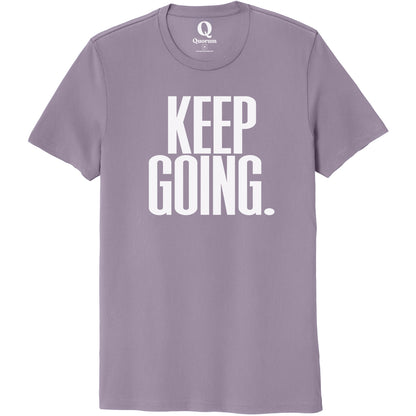 "Keep Going." Quorum Unisex 100% Organic Cotton Tee editorial print in Cosmic Purple