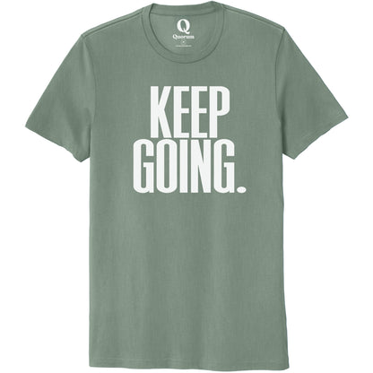 "Keep Going." Quorum Unisex 100% Organic Cotton Tee editorial print in Matcha Green