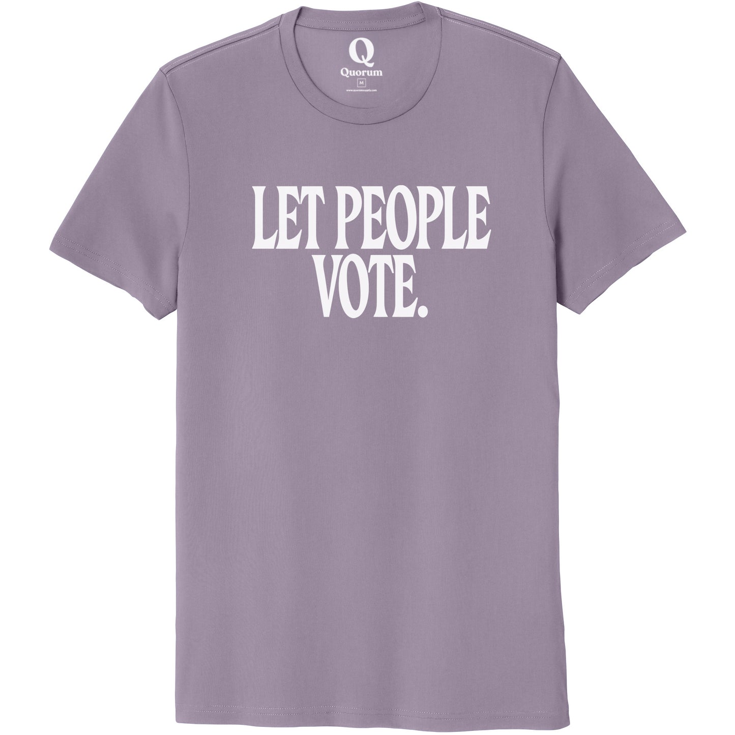 "Let People Vote." Quorum Unisex 100% Organic Cotton Tee editorial print in Cosmic Purple