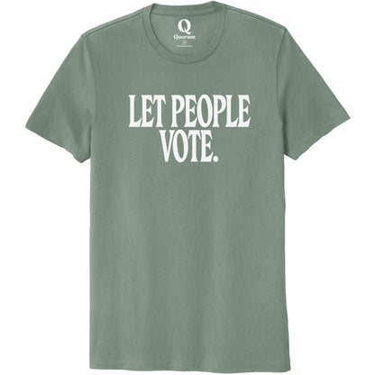 "Let People Vote." Quorum Unisex 100% Organic Cotton Tee editorial print in Matcha Green
