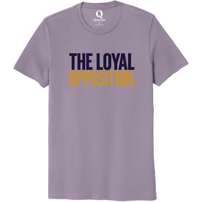 "The Loyal Opposition." Quorum Unisex 100% Organic Cotton Tee front print in Cosmic Purple