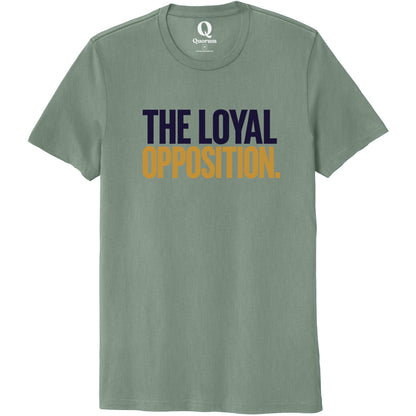 "The Loyal Opposition." Quorum Unisex 100% Organic Cotton Tee front print in Matcha Green