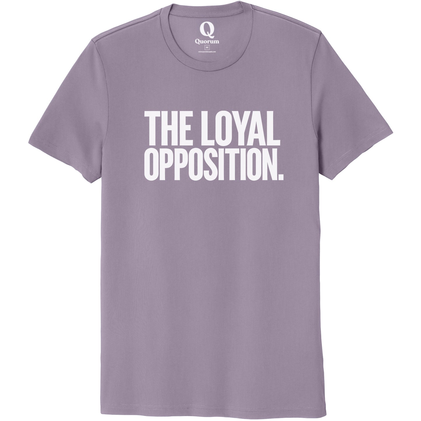 "The Loyal Opposition." Quorum Unisex 100% Organic Cotton Tee editorial print in Cosmic Purple