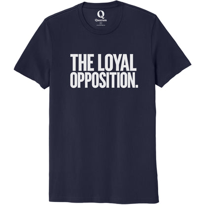 "The Loyal Opposition." Quorum Unisex 100% Organic Cotton Tee editorial print in Night Sky Navy