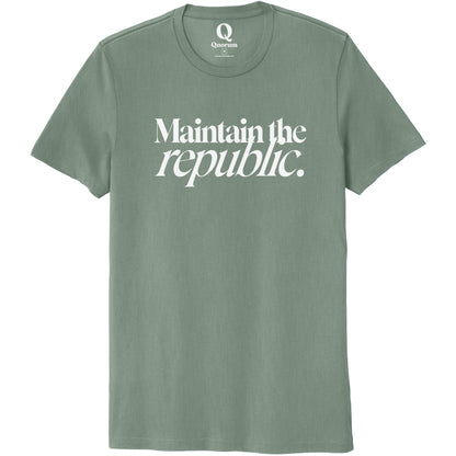 "Maintain the republic." Quorum Unisex 100% Organic Cotton Tee editorial print in Matcha Green