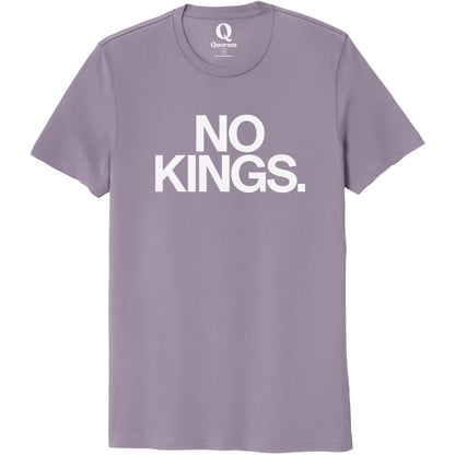 "No Kings." Quorum Unisex 100% Organic Cotton Tee editorial print in Cosmic Purple