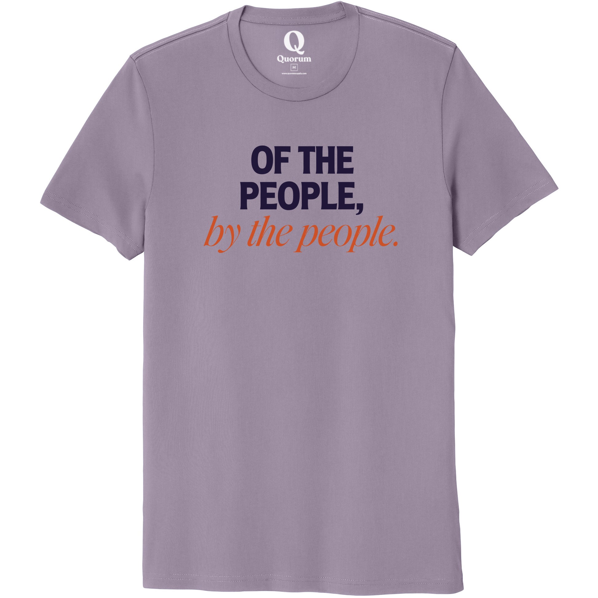 "Of the People, by the People." Quorum Unisex 100% Organic Cotton Tee front print in Cosmic Purple