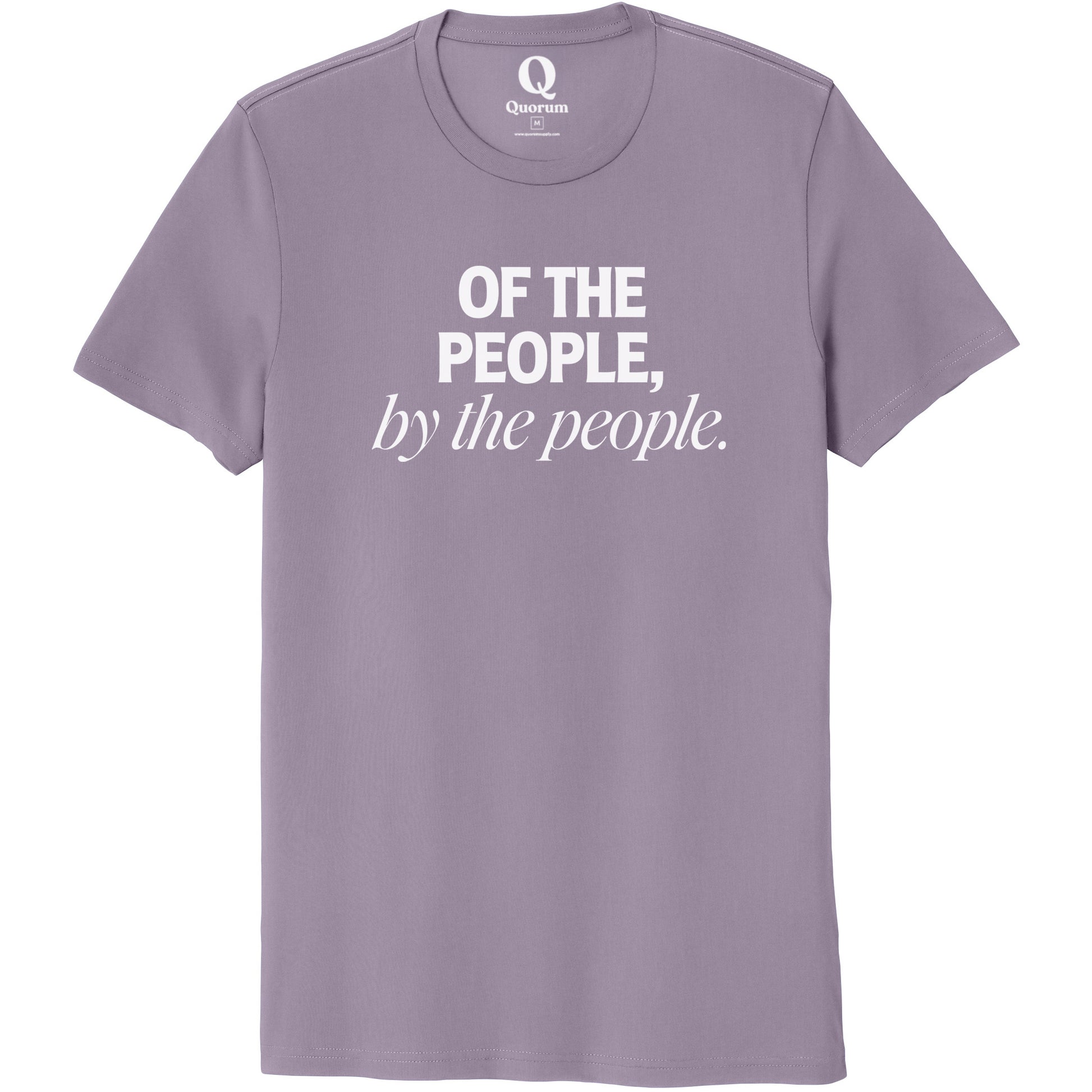 "Of the People, by the People." Quorum Unisex 100% Organic Cotton Tee editorial print in Cosmic Purple