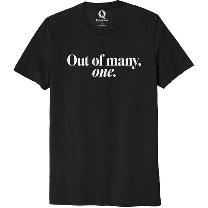"Out of many, one." Quorum Unisex 100% Organic Cotton Tee editorial print in Deep Black