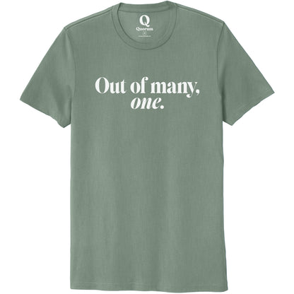 "Out of many, one." Quorum Unisex 100% Organic Cotton Tee editorial print in Matcha Green