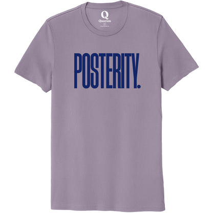 "Posterity." Quorum Unisex 100% Organic Cotton Tee front print in Cosmic Purple