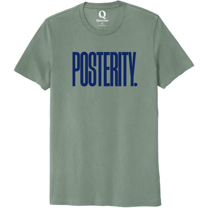 "Posterity." Quorum Unisex 100% Organic Cotton Tee front print in Matcha Green