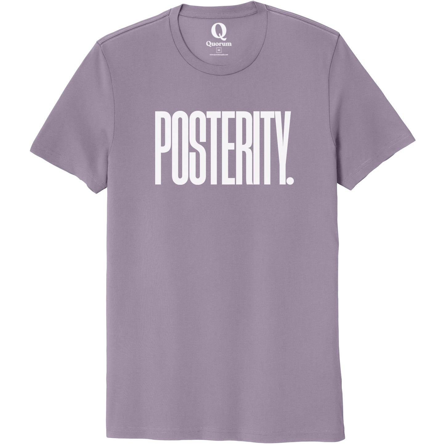"Posterity." Quorum Unisex 100% Organic Cotton Tee editorial print in Cosmic Purple