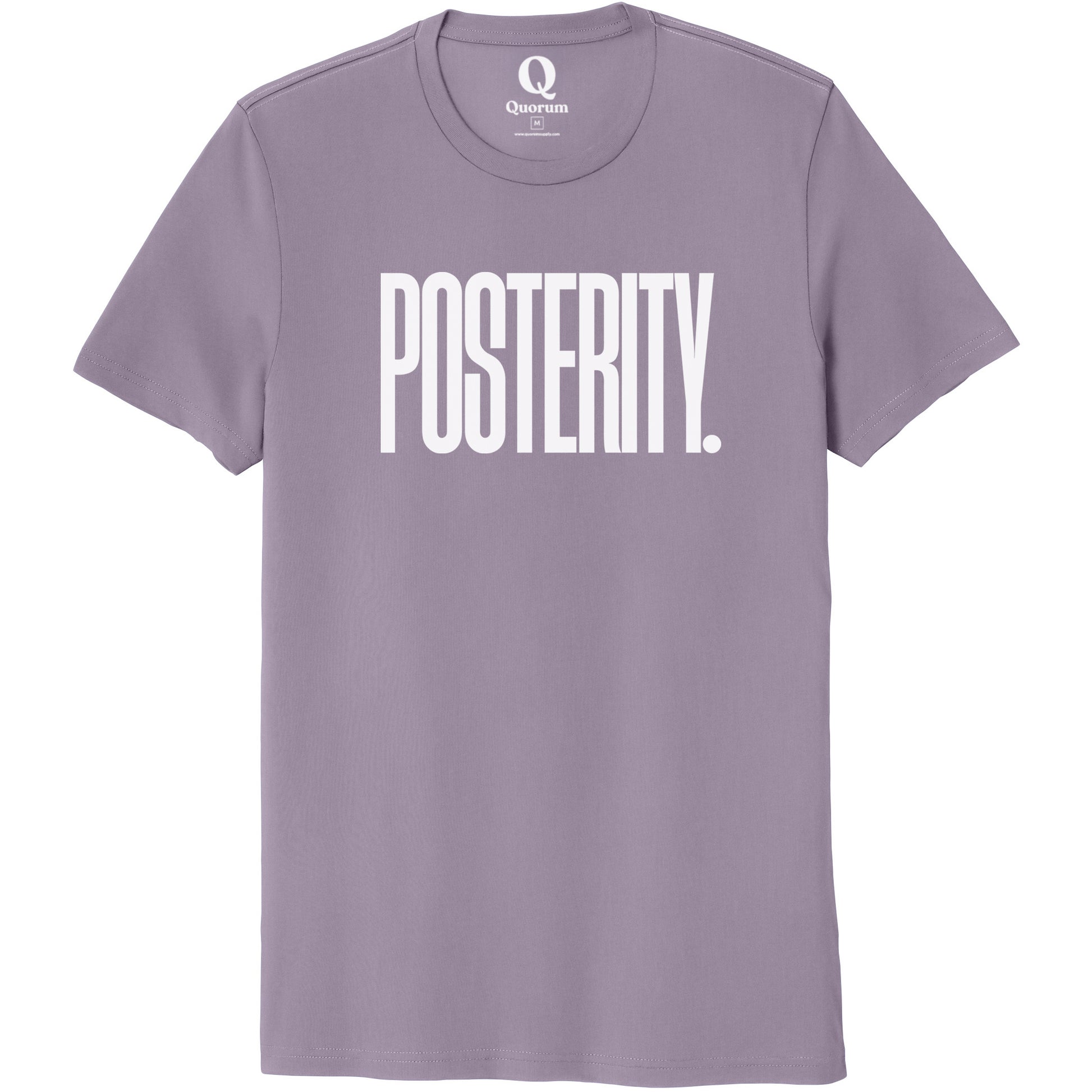 "Posterity." Quorum Unisex 100% Organic Cotton Tee editorial print in Cosmic Purple