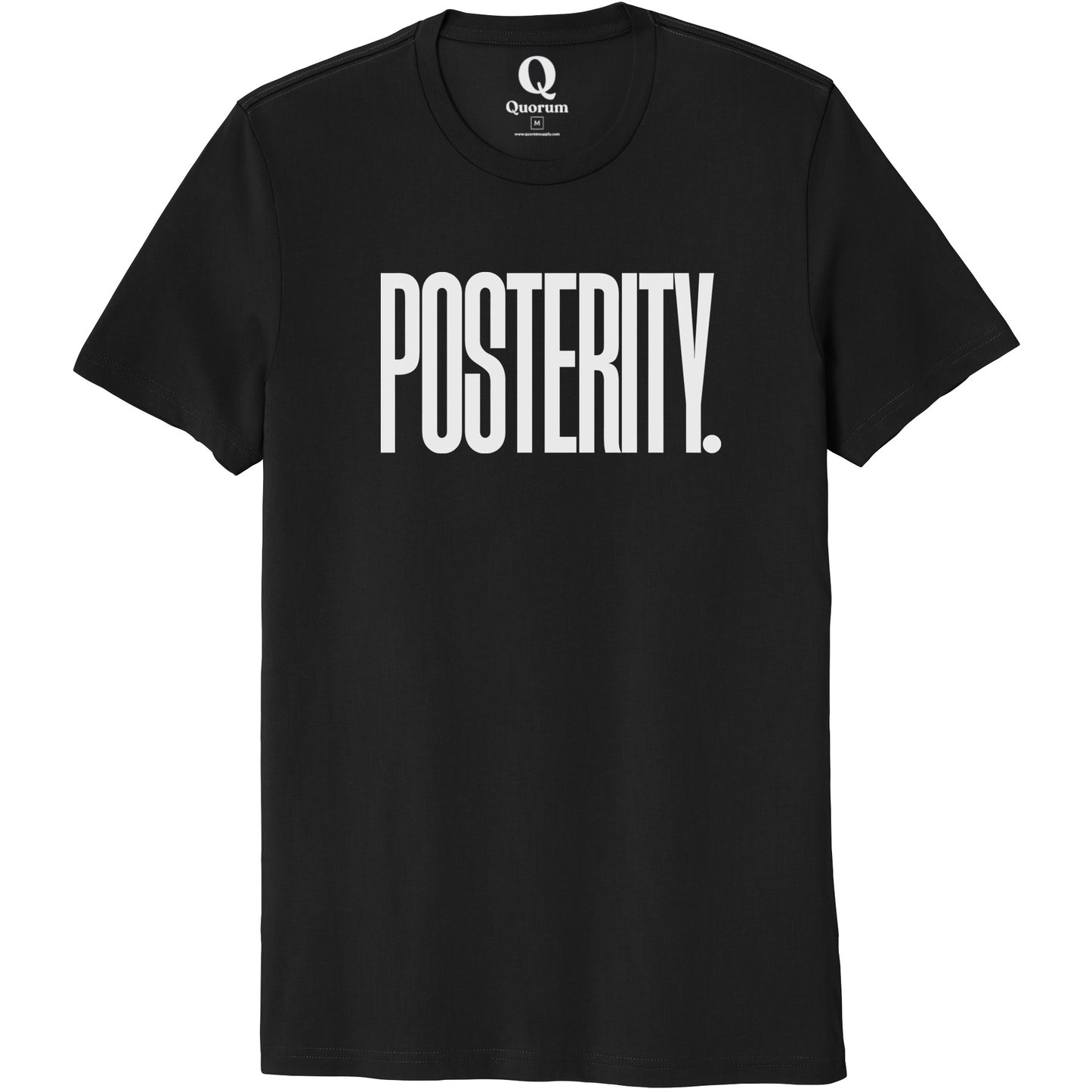 "Posterity." Quorum Unisex 100% Organic Cotton Tee editorial print in Deep Black