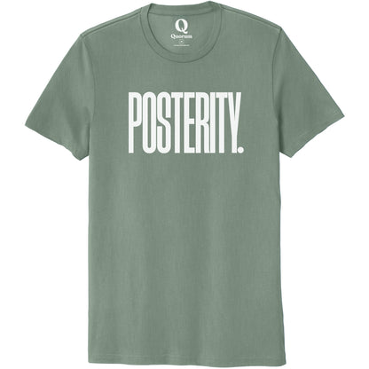 "Posterity." Quorum Unisex 100% Organic Cotton Tee editorial print in Matcha Green