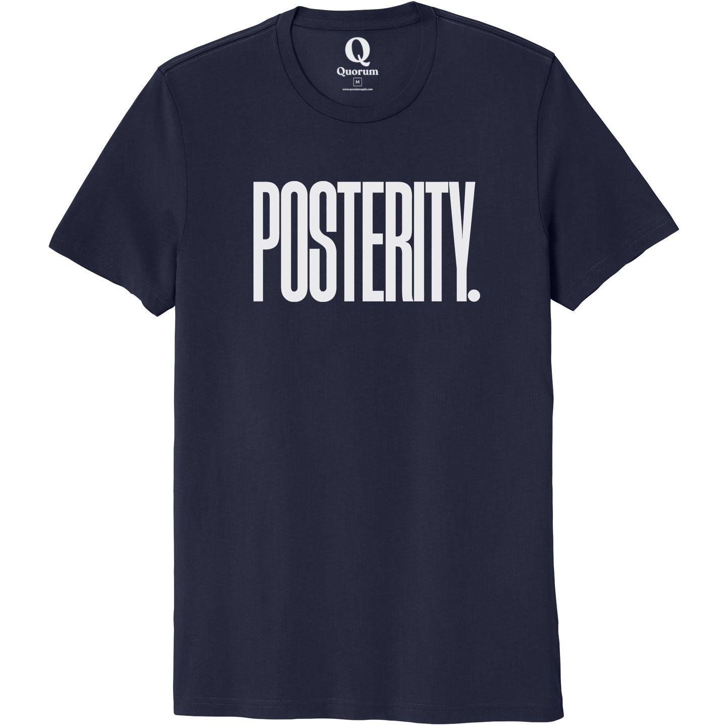 "Posterity." Quorum Unisex 100% Organic Cotton Tee editorial print in Night Sky Navy