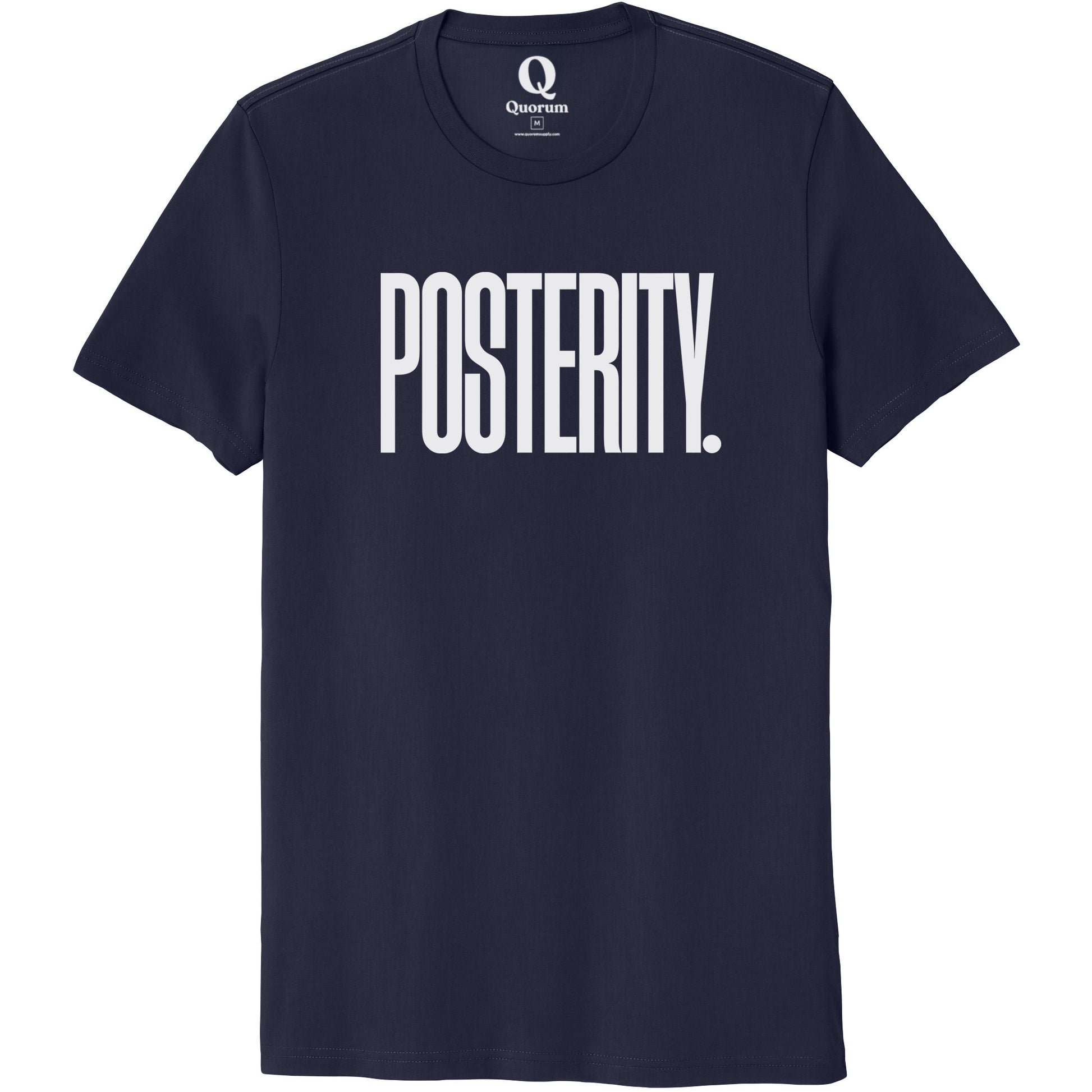"Posterity." Quorum Unisex 100% Organic Cotton Tee editorial print in Night Sky Navy