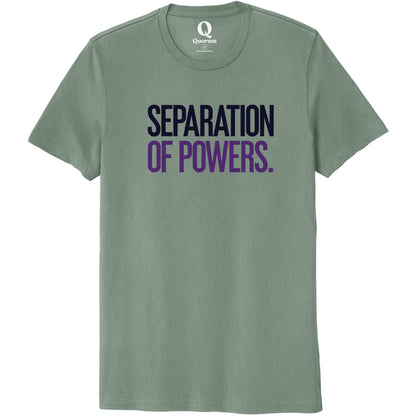"Separation of Powers." Quorum Unisex 100% Organic Cotton Tee front print in Matcha Green
