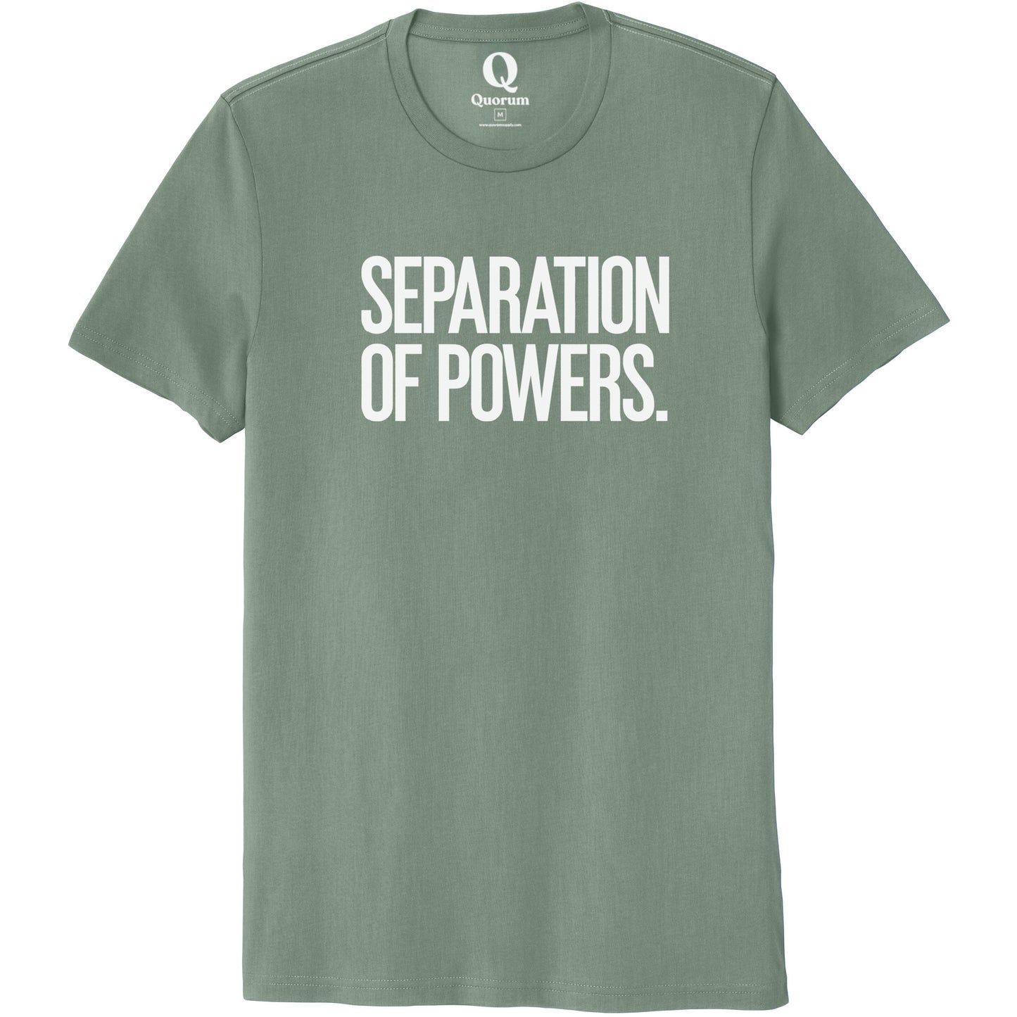 "Separation of Powers." Quorum Unisex 100% Organic Cotton Tee editorial print in Matcha Green