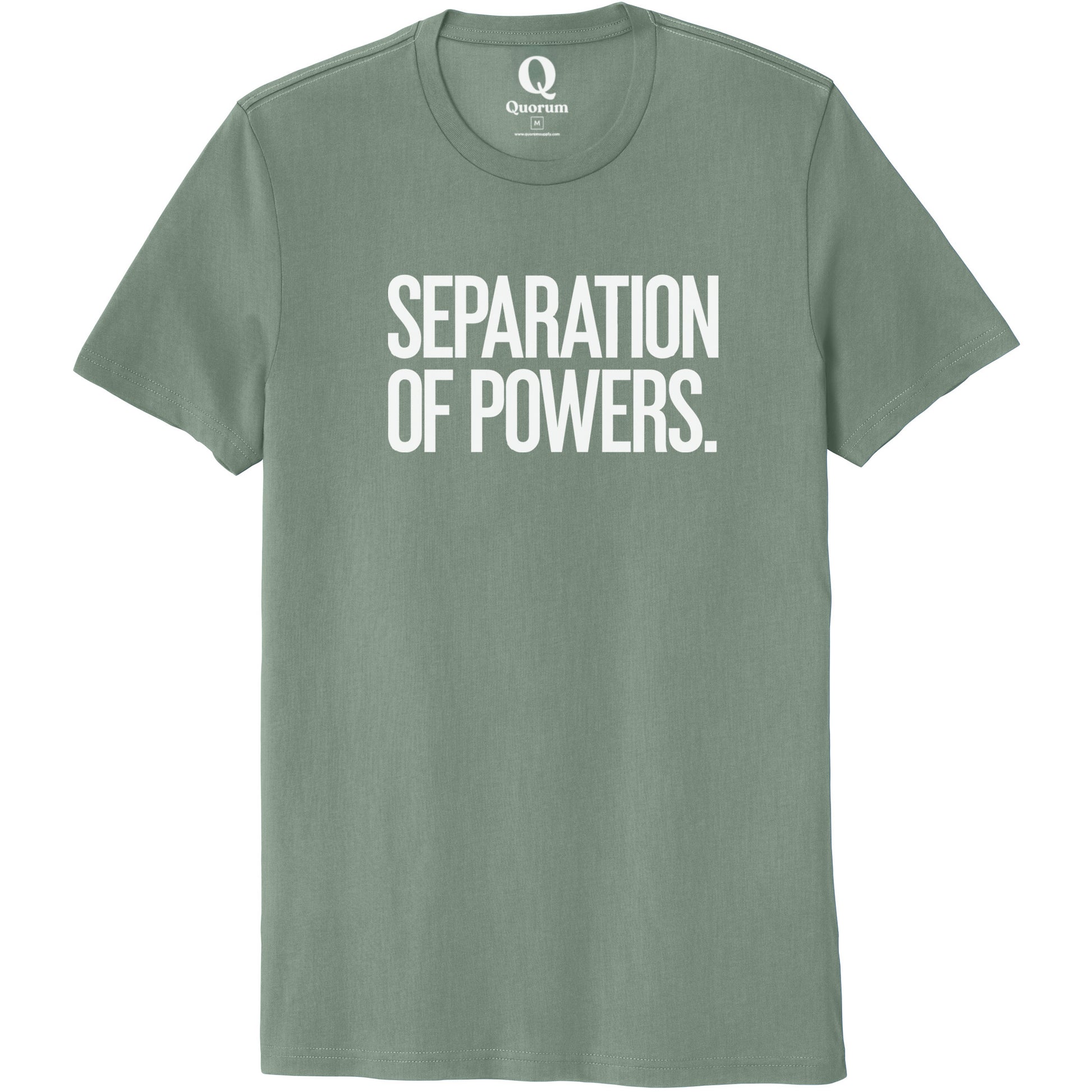 "Separation of Powers." Quorum Unisex 100% Organic Cotton Tee editorial print in Matcha Green