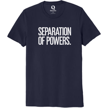 "Separation of Powers." Quorum Unisex 100% Organic Cotton Tee editorial print in Night Sky Navy