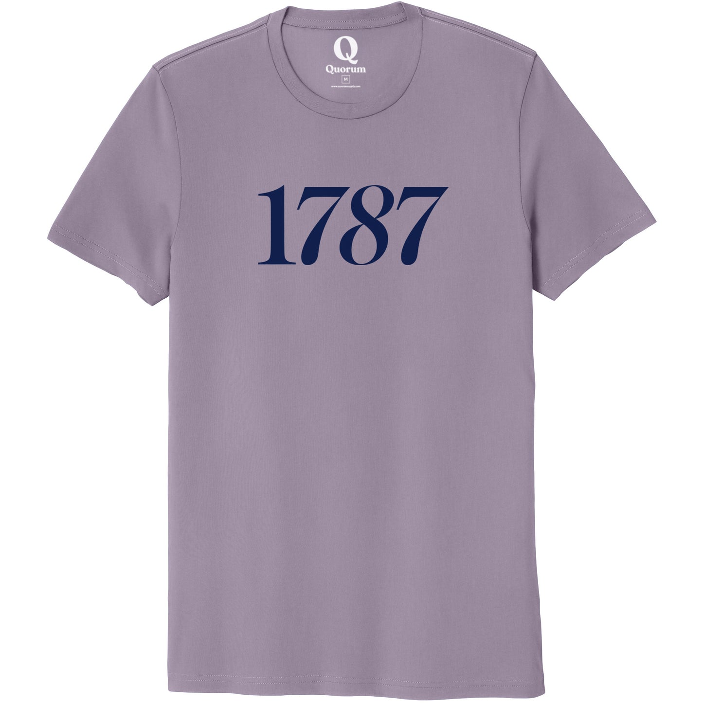 "1787." Quorum Unisex 100% Organic Cotton Tee front print in Cosmic Purple