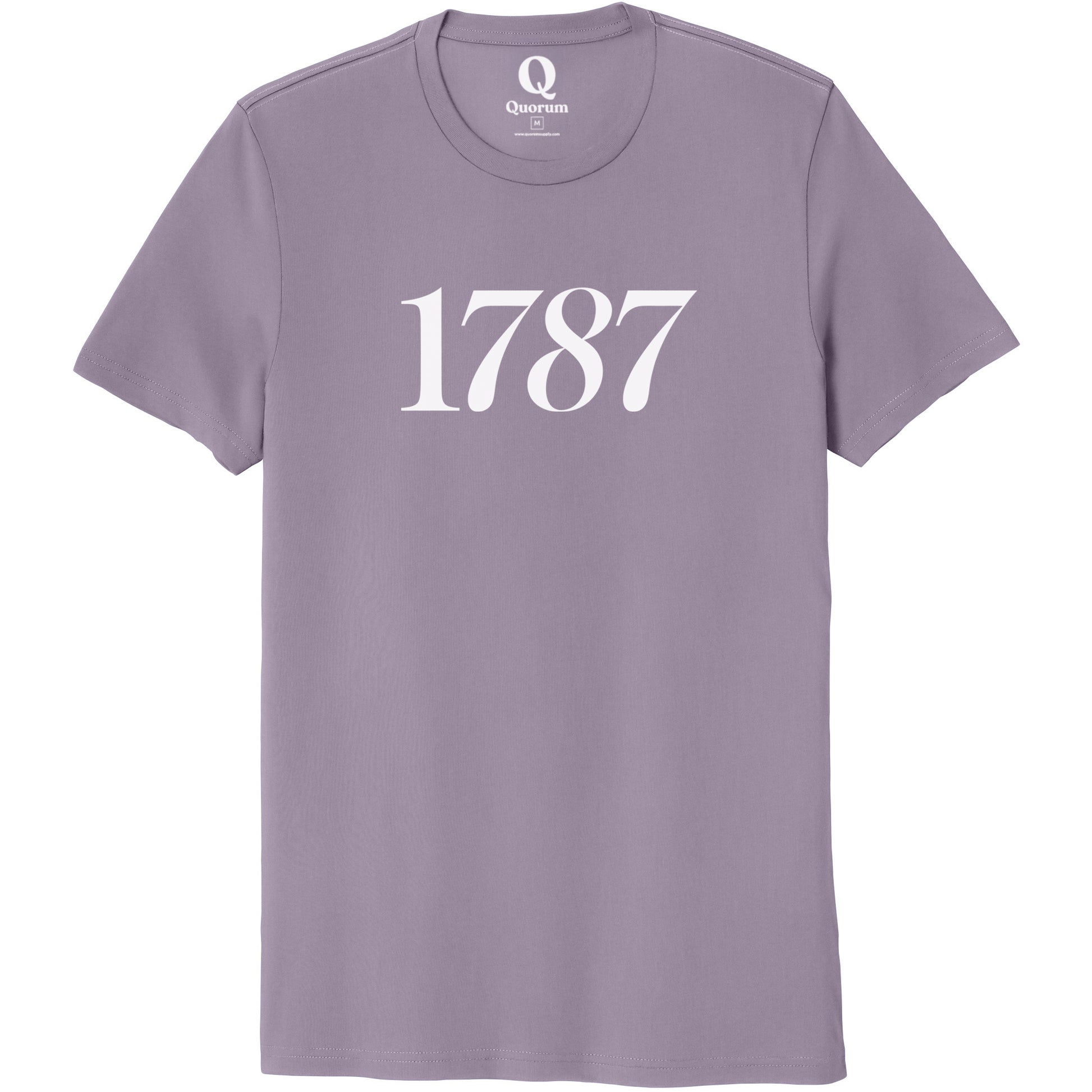 "1787." Quorum Unisex 100% Organic Cotton Tee editorial print in Cosmic Purple