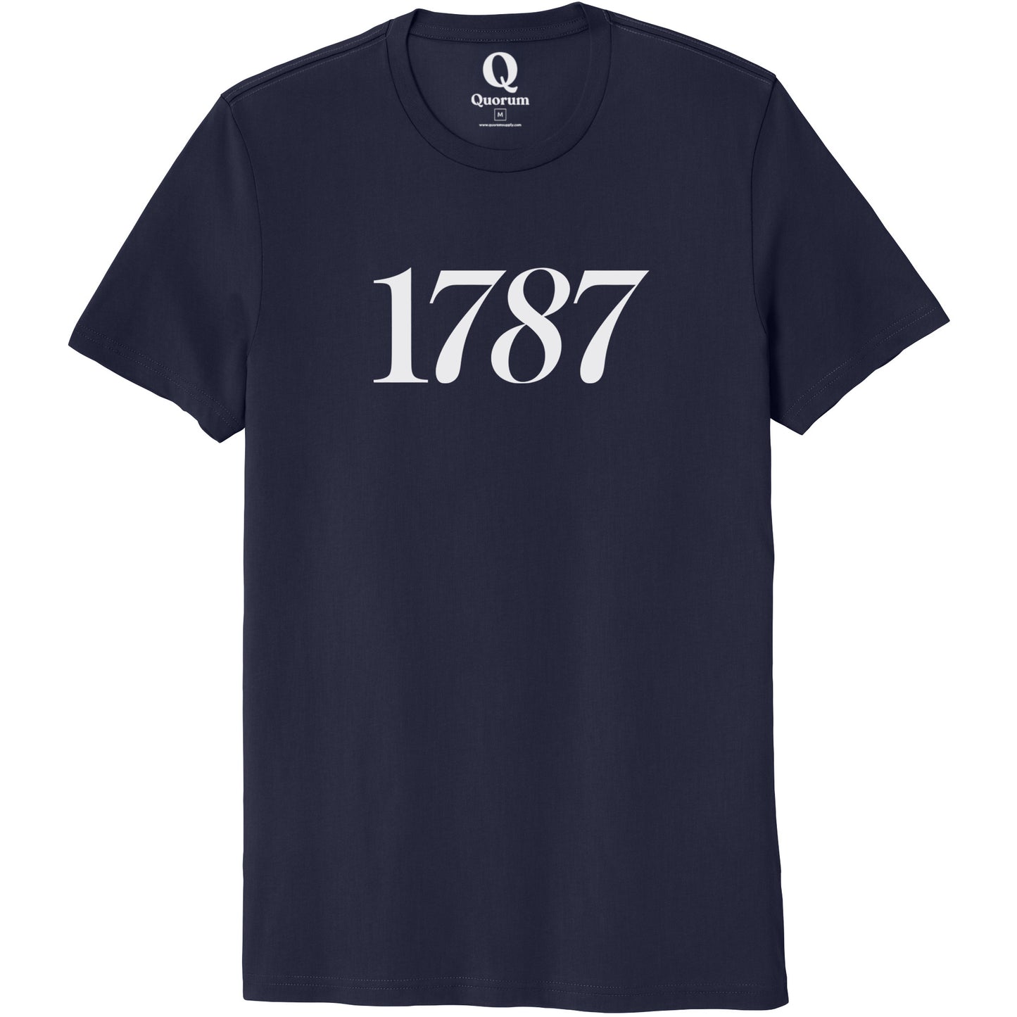 "1787." Quorum Unisex 100% Organic Cotton Tee editorial print in Night Sky Navy
