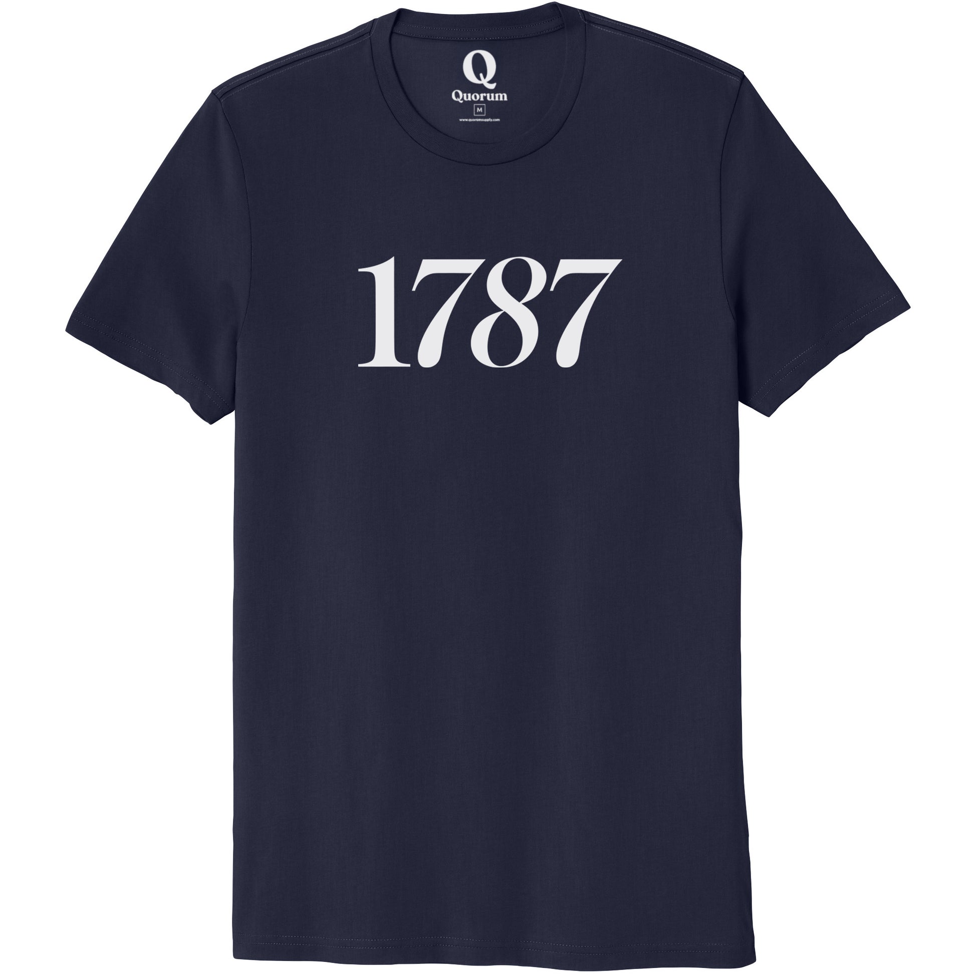 "1787." Quorum Unisex 100% Organic Cotton Tee editorial print in Night Sky Navy