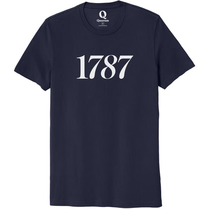 "1787." Quorum Unisex 100% Organic Cotton Tee editorial print in Night Sky Navy
