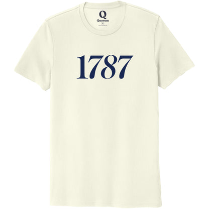 "1787." Quorum Unisex 100% Organic Cotton Tee front print in White Sand