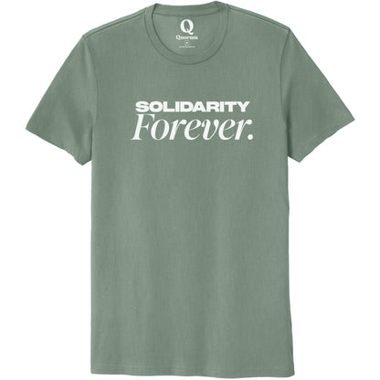 "Solidarity Forever." Quorum Unisex 100% Organic Cotton Tee editorial print in Matcha Green