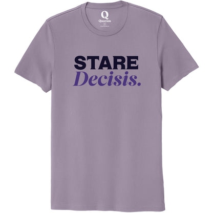"Stare Decisis." Quorum Unisex 100% Organic Cotton Tee front print in Cosmic Purple
