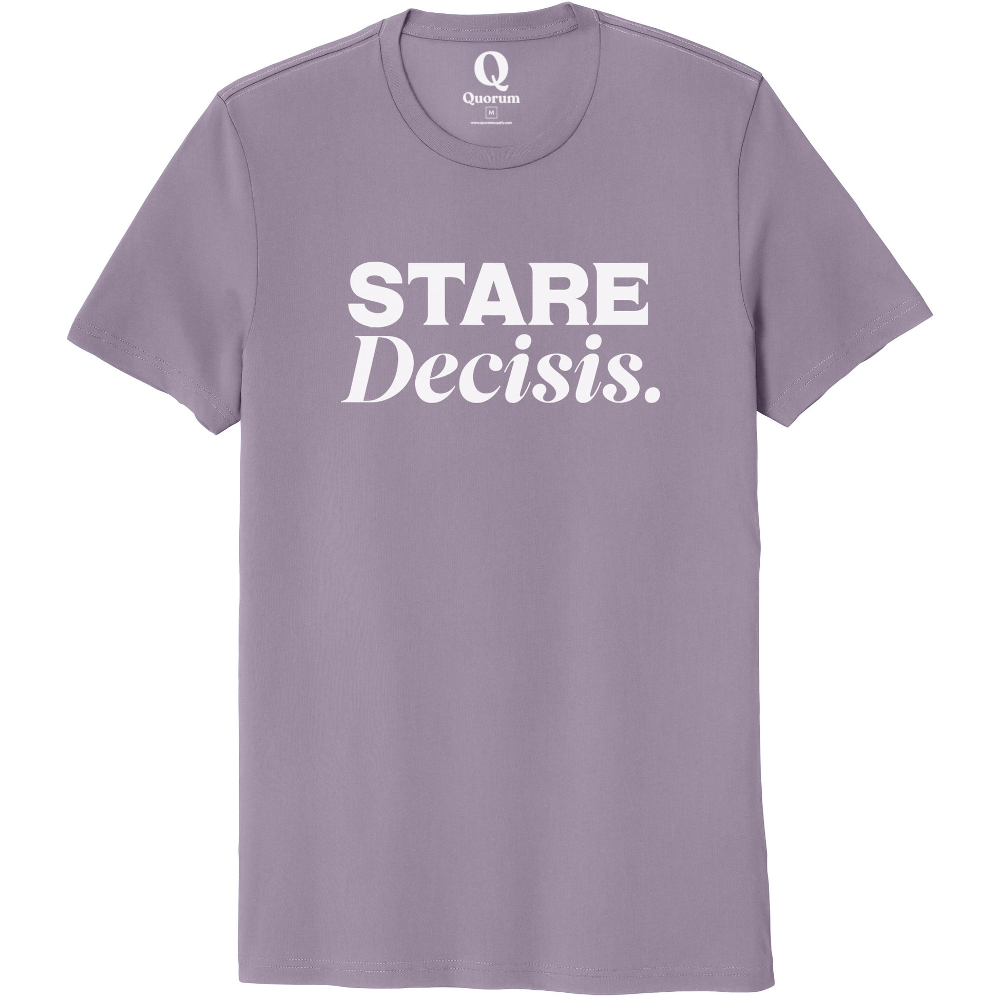 "Stare Decisis." Quorum Unisex 100% Organic Cotton Tee editorial print in Cosmic Purple