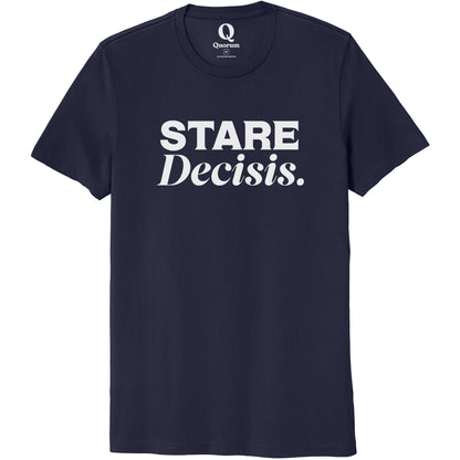 "Stare Decisis." Quorum Unisex 100% Organic Cotton Tee editorial print in Night Sky Navy