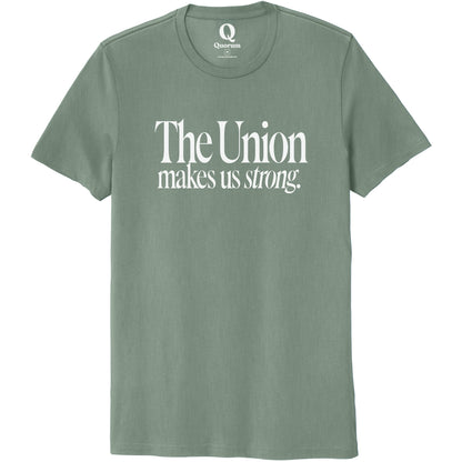 "The Union makes us strong." Quorum Unisex 100% Organic Cotton Tee editorial print in Matcha Green