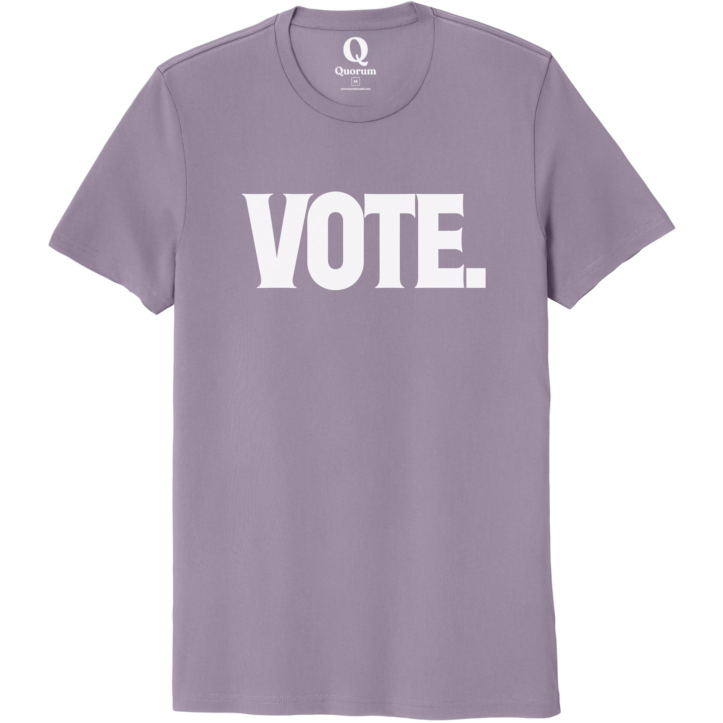 "Vote." Quorum Unisex 100% Organic Cotton Tee editorial print in Cosmic Purple