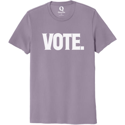 "Vote." Quorum Unisex 100% Organic Cotton Tee editorial print in Cosmic Purple