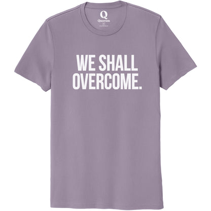 "We shall overcome." Quorum Unisex 100% Organic Cotton Tee editorial print in Cosmic Purple